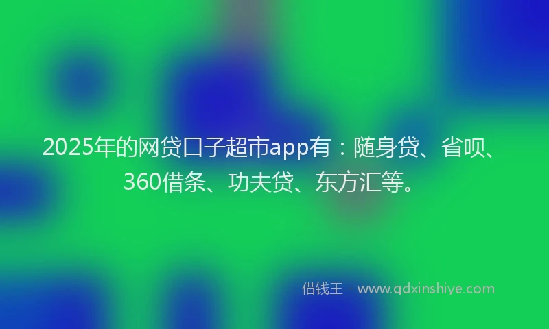 2025年的网贷口子超市app有：随身贷、省呗、360借条、功夫贷、东方汇等。