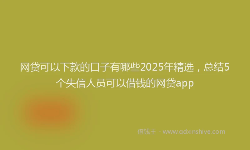 网贷可以下款的口子有哪些2025年精选，总结5个失信人员可以借钱的网贷app