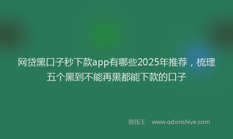 网贷黑口子秒下款app有哪些2025年推荐，梳理五个黑到不能再黑都能下款的口子