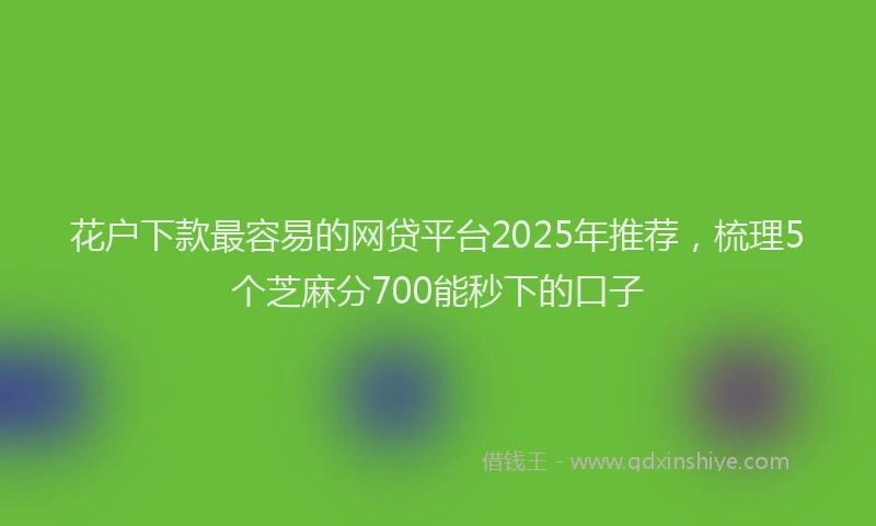 花户下款最容易的网贷平台2025年推荐，梳理5个芝麻分700能秒下的口子