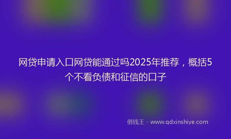 网贷申请入口网贷能通过吗2025年推荐，概括5个不看负债和征信的口子