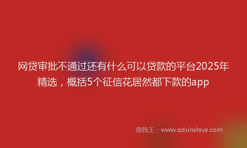 网贷审批不通过还有什么可以贷款的平台2025年精选，概括5个征信花居然都下款的app
