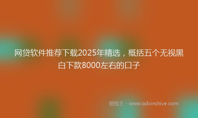 网贷软件推荐下载2025年精选，概括五个无视黑白下款8000左右的口子