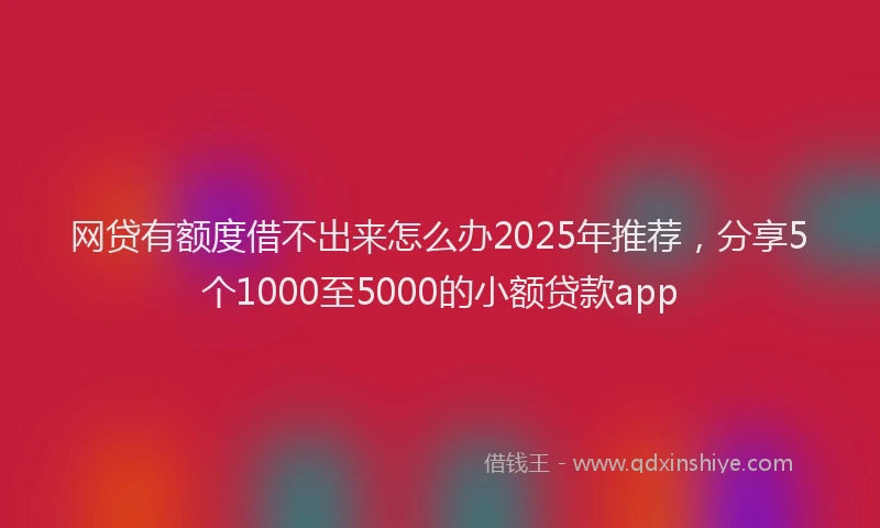 网贷有额度借不出来怎么办2025年推荐，分享5个1000至5000的小额贷款app