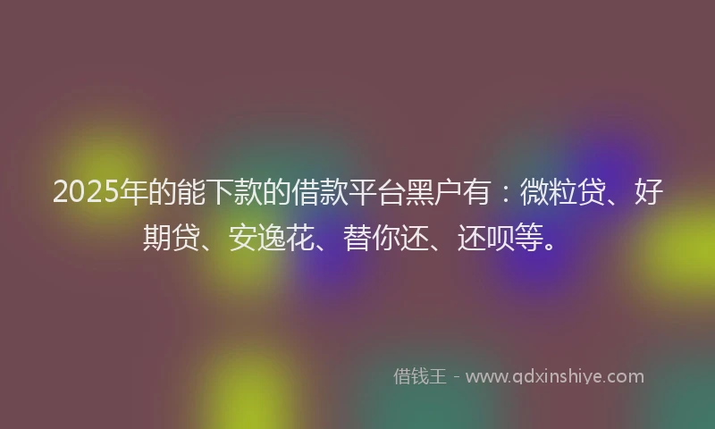 2025年的能下款的借款平台黑户有：微粒贷、好期贷、安逸花、替你还、还呗等。