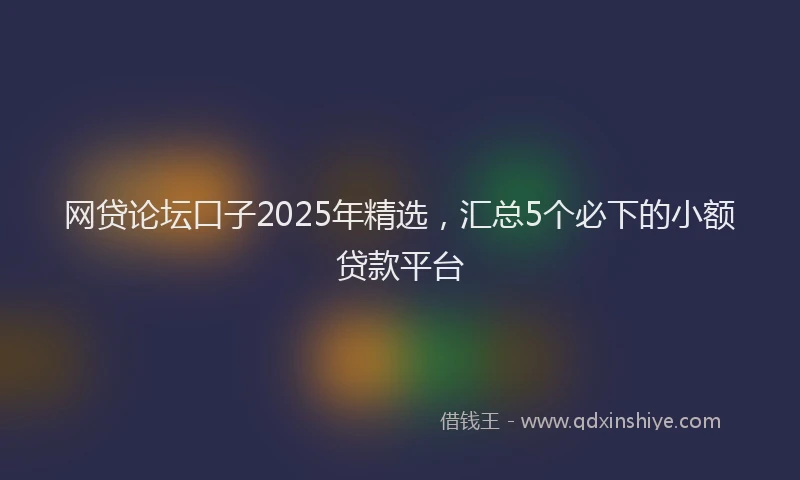 网贷论坛口子2025年精选，汇总5个必下的小额贷款平台