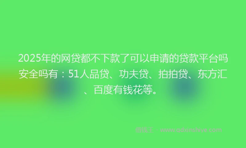 2025年的网贷都不下款了可以申请的贷款平台吗安全吗有：51人品贷、功夫贷、拍拍贷、东方汇、百度有钱花等。