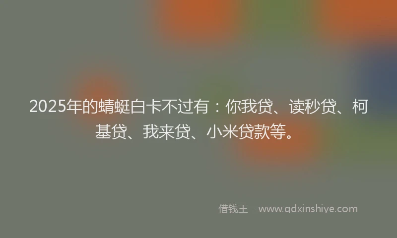 2025年的蜻蜓白卡不过有：你我贷、读秒贷、柯基贷、我来贷、小米贷款等。
