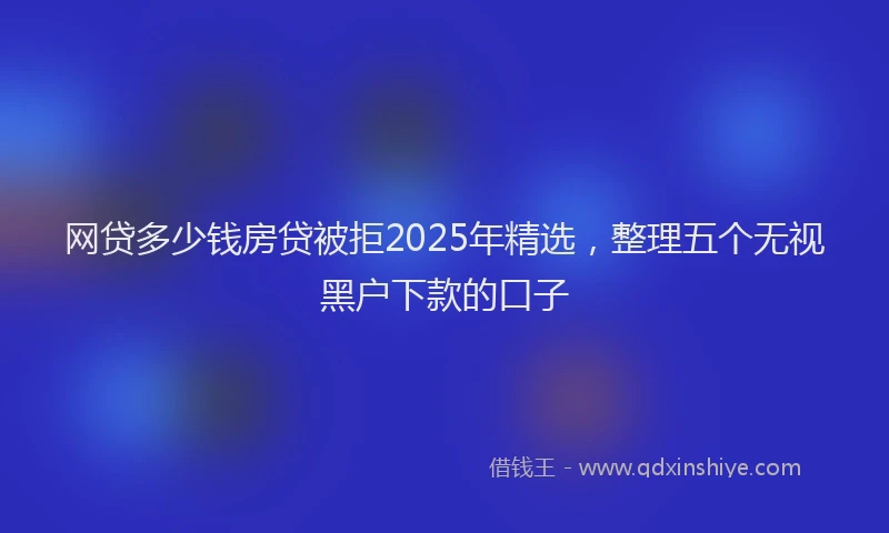 网贷多少钱房贷被拒2025年精选，整理五个无视黑户下款的口子