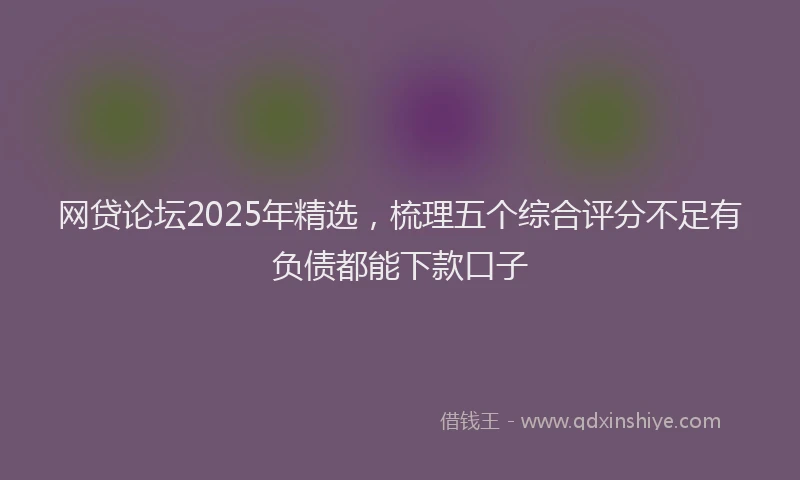网贷论坛2025年精选，梳理五个综合评分不足有负债都能下款口子