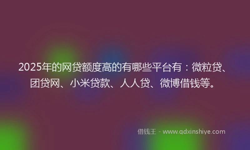 2025年的网贷额度高的有哪些平台有：微粒贷、团贷网、小米贷款、人人贷、微博借钱等。