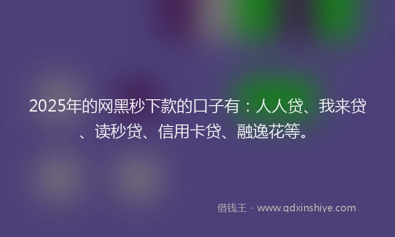 2025年的网黑秒下款的口子有：人人贷、我来贷、读秒贷、信用卡贷、融逸花等。