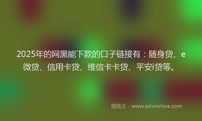 2025年的网黑能下款的口子链接有：随身贷、e微贷、信用卡贷、维信卡卡贷、平安i贷等。