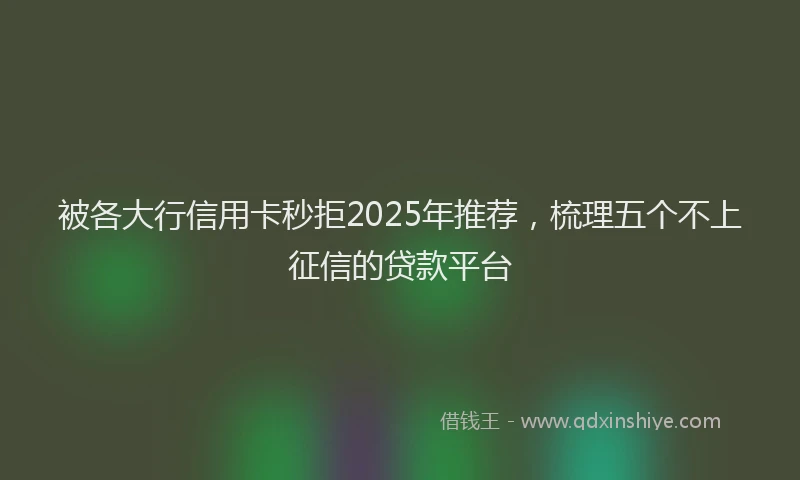 被各大行信用卡秒拒2025年推荐，梳理五个不上征信的贷款平台