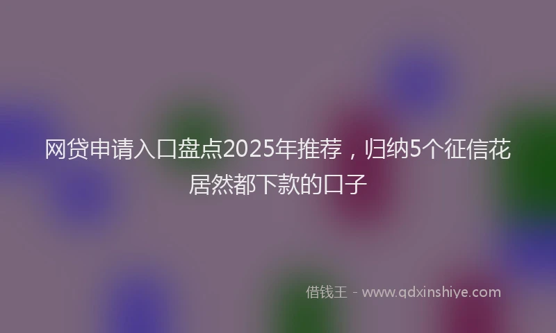网贷申请入口盘点2025年推荐，归纳5个征信花居然都下款的口子
