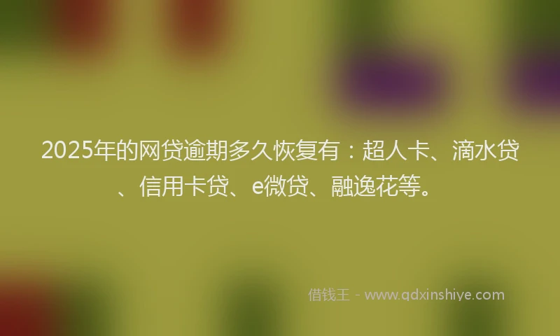 2025年的网贷逾期多久恢复有：超人卡、滴水贷、信用卡贷、e微贷、融逸花等。