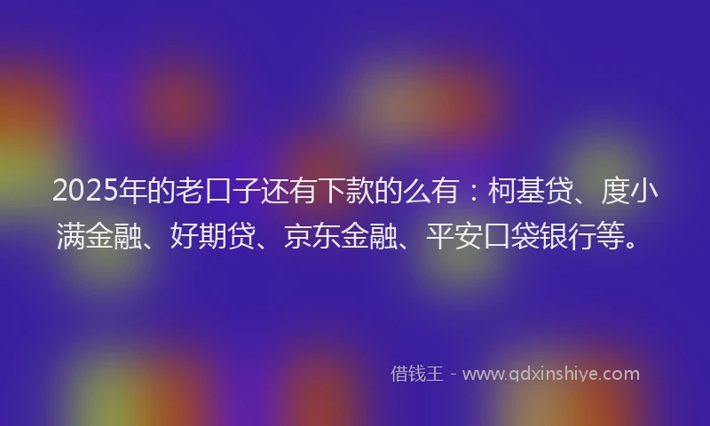 2025年的老口子还有下款的么有：柯基贷、度小满金融、好期贷、京东金融、平安口袋银行等。