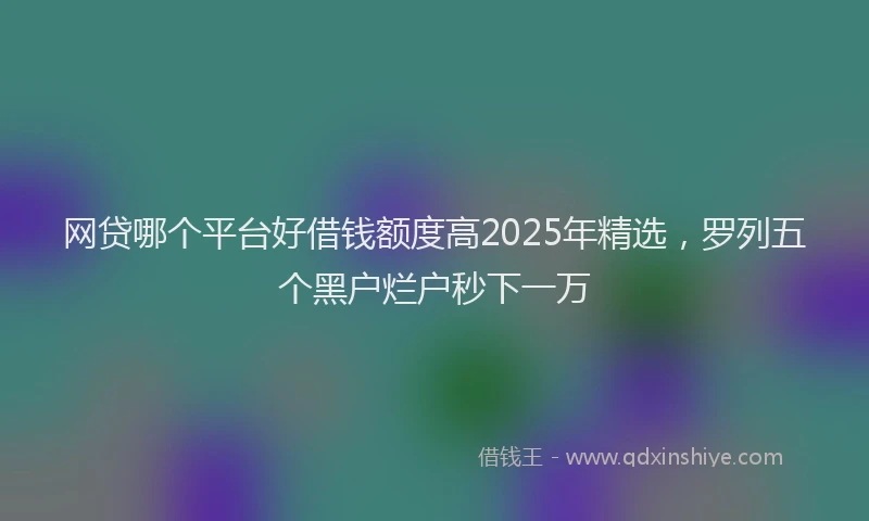 网贷哪个平台好借钱额度高2025年精选，罗列五个黑户烂户秒下一万