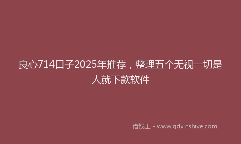 良心714口子2025年推荐，整理五个无视一切是人就下款软件
