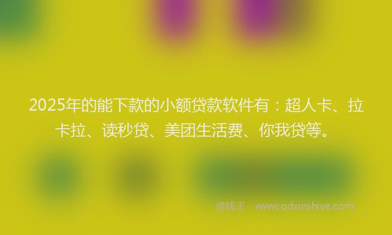 2025年的能下款的小额贷款软件有：超人卡、拉卡拉、读秒贷、美团生活费、你我贷等。