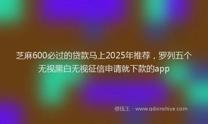 芝麻600必过的贷款马上2025年推荐，罗列五个无视黑白无视征信申请就下款的app
