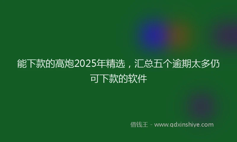 能下款的高炮2025年精选，汇总五个逾期太多仍可下款的软件