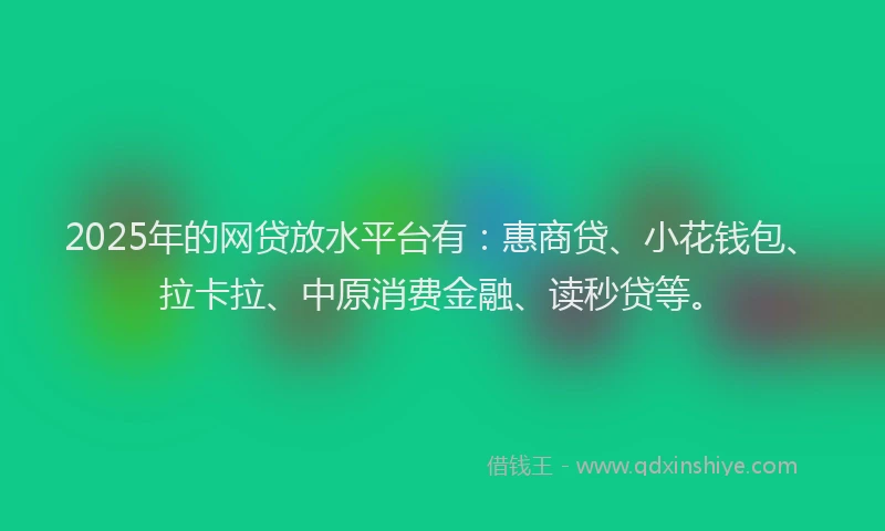 2025年的网贷放水平台有：惠商贷、小花钱包、拉卡拉、中原消费金融、读秒贷等。