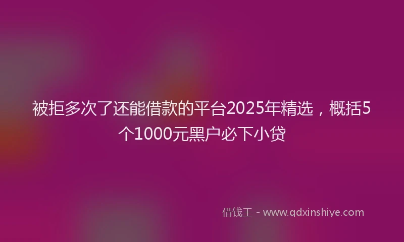 被拒多次了还能借款的平台2025年精选，概括5个1000元黑户必下小贷