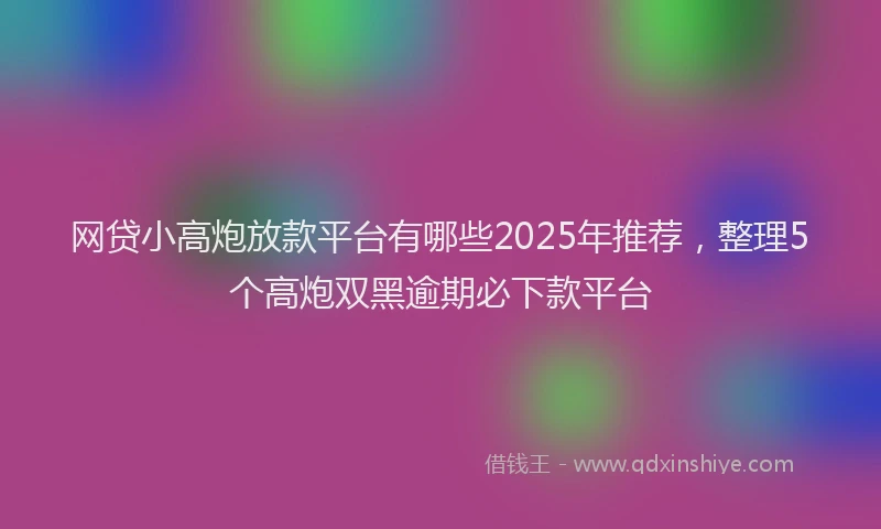 网贷小高炮放款平台有哪些2025年推荐，整理5个高炮双黑逾期必下款平台