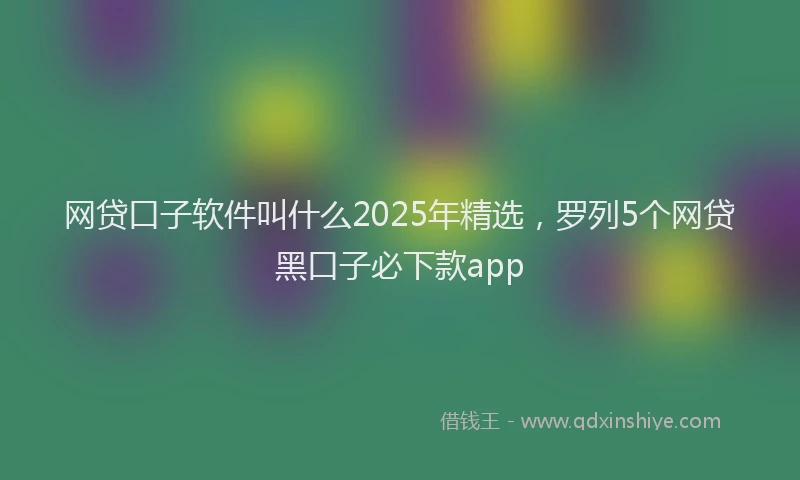 网贷口子软件叫什么2025年精选，罗列5个网贷黑口子必下款app