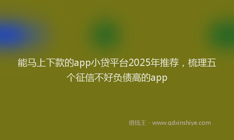 能马上下款的app小贷平台2025年推荐，梳理五个征信不好负债高的app