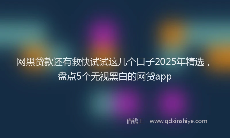 网黑贷款还有救快试试这几个口子2025年精选，盘点5个无视黑白的网贷app