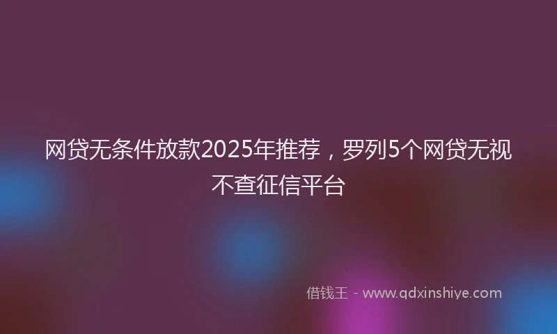 网贷无条件放款2025年推荐，罗列5个网贷无视不查征信平台