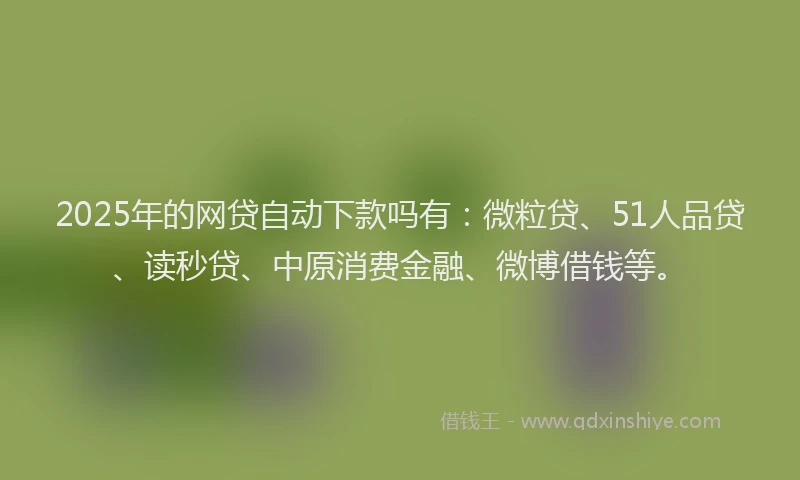 2025年的网贷自动下款吗有：微粒贷、51人品贷、读秒贷、中原消费金融、微博借钱等。