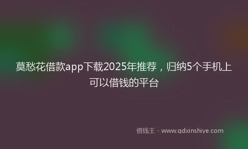 莫愁花借款app下载2025年推荐，归纳5个手机上可以借钱的平台