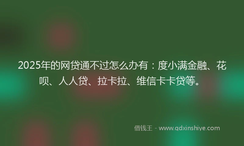 2025年的网贷通不过怎么办有：度小满金融、花呗、人人贷、拉卡拉、维信卡卡贷等。