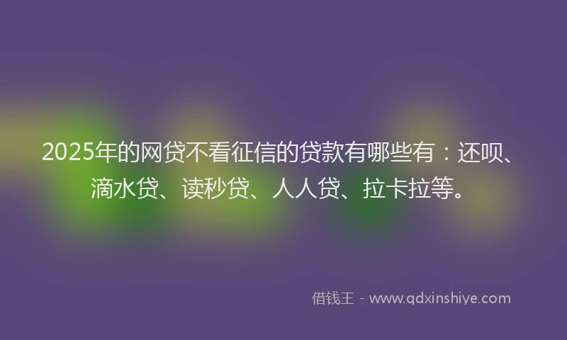 2025年的网贷不看征信的贷款有哪些有：还呗、滴水贷、读秒贷、人人贷、拉卡拉等。