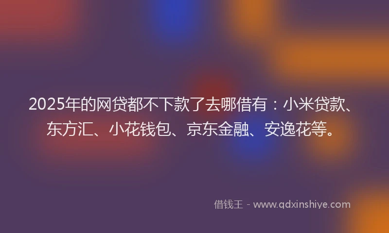 2025年的网贷都不下款了去哪借有：小米贷款、东方汇、小花钱包、京东金融、安逸花等。