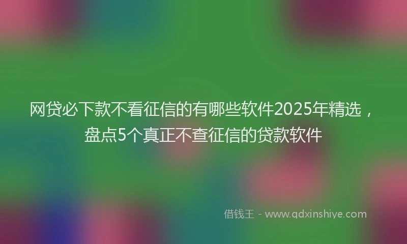 网贷必下款不看征信的有哪些软件2025年精选，盘点5个真正不查征信的贷款软件