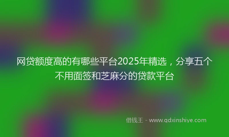 网贷额度高的有哪些平台2025年精选，分享五个不用面签和芝麻分的贷款平台