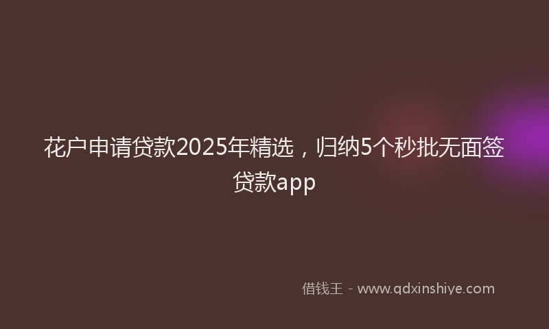 花户申请贷款2025年精选，归纳5个秒批无面签贷款app