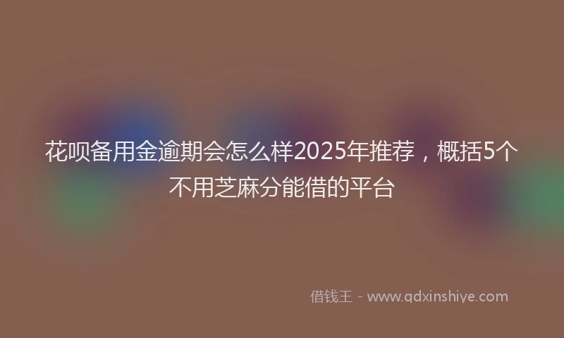 花呗备用金逾期会怎么样2025年推荐，概括5个不用芝麻分能借的平台