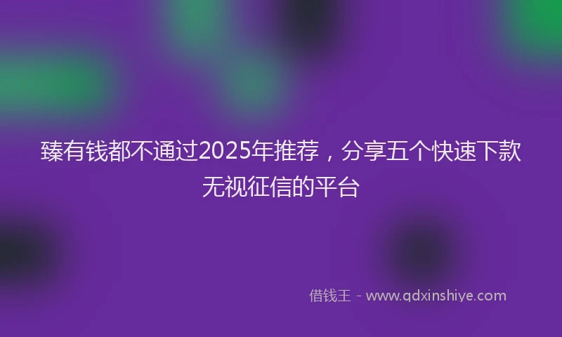 臻有钱都不通过2025年推荐，分享五个快速下款无视征信的平台