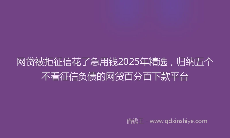 网贷被拒征信花了急用钱2025年精选，归纳五个不看征信负债的网贷百分百下款平台