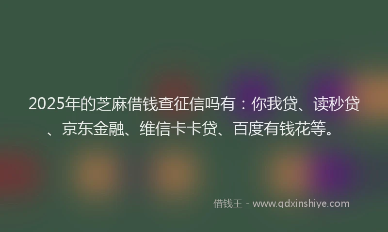 2025年的芝麻借钱查征信吗有：你我贷、读秒贷、京东金融、维信卡卡贷、百度有钱花等。