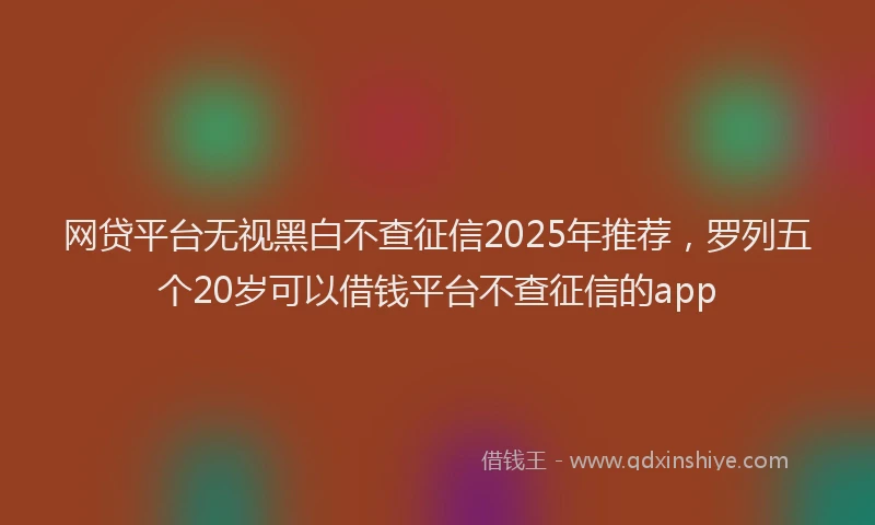 网贷平台无视黑白不查征信2025年推荐，罗列五个20岁可以借钱平台不查征信的app