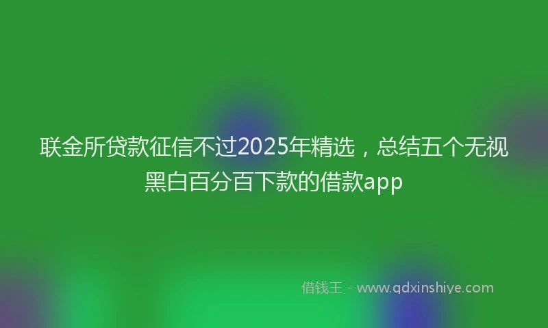 联金所贷款征信不过2025年精选，总结五个无视黑白百分百下款的借款app
