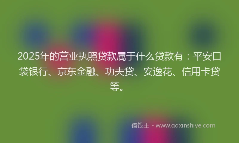 2025年的营业执照贷款属于什么贷款有：平安口袋银行、京东金融、功夫贷、安逸花、信用卡贷等。