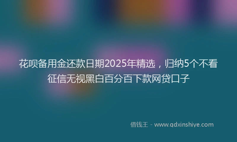 花呗备用金还款日期2025年精选，归纳5个不看征信无视黑白百分百下款网贷口子