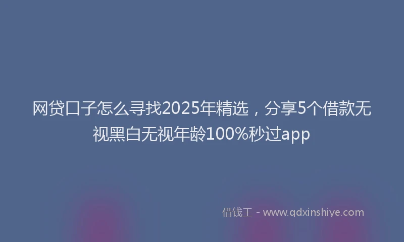 网贷口子怎么寻找2025年精选，分享5个借款无视黑白无视年龄100%秒过app